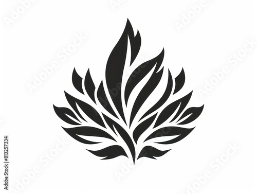 natural health leaf logo design, black and white monochromatic