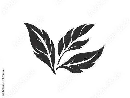 natural health leaf logo design, black and white monochromatic © BALLERY ART