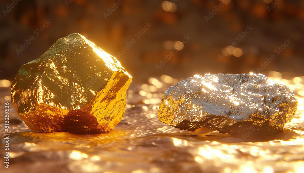 All that glitters is not gold: A picture of a shiny but fake object, like fool's gold, contrasting with a dull, genuine gold nugget All that glitters is not gold: A picture of a shiny but fake object, like fool's gold, contrasting with a dull, genuine gold nugget