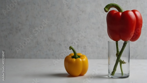 Isolated against the stark white backdrop, a solitary capsicum stands, its vibrant hue a beacon of color in the void ai_generated photo