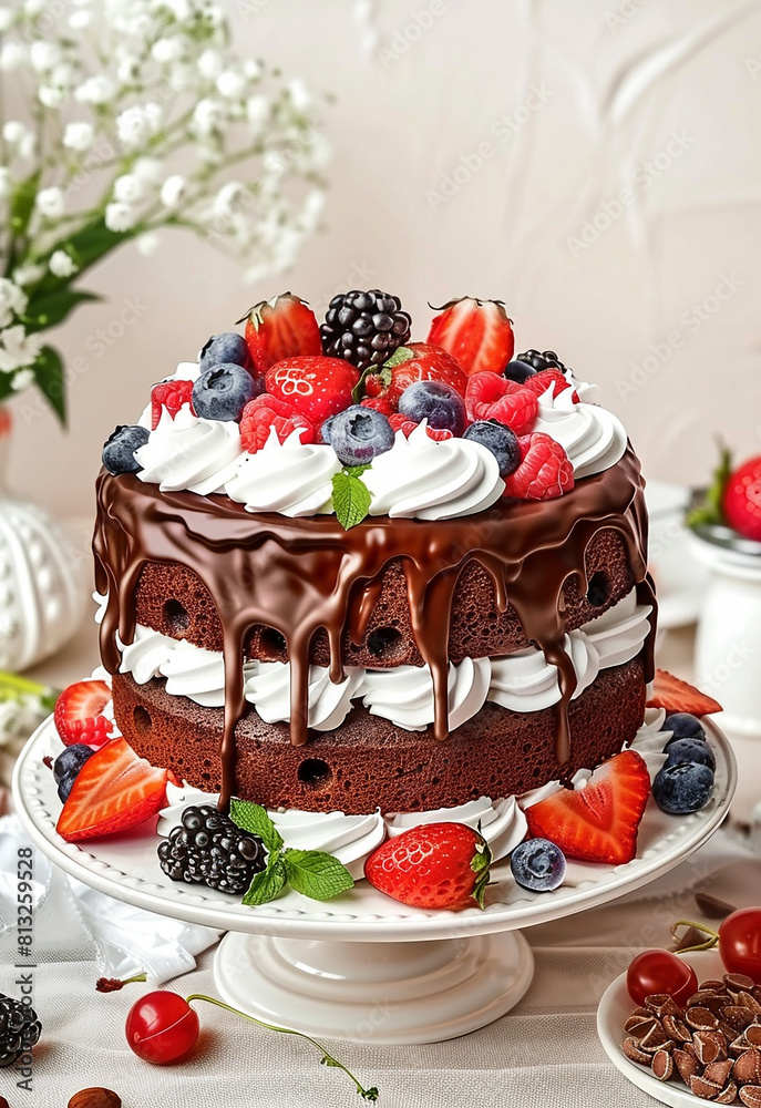 Photo of sweet tasty delicious baking cake decorations