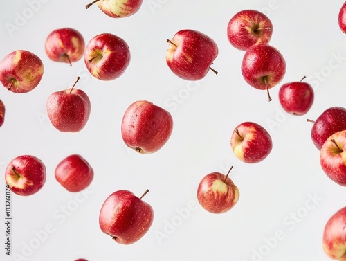 apples flying on a white background