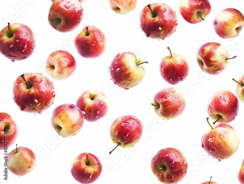apples flying on a white background