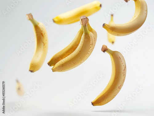 bananas flying on a white background