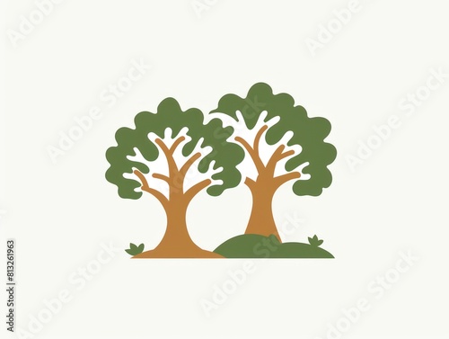 oak trees logo design white background