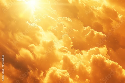 golden sky, golden clouds with sun rays, heavenly background © BALLERY ART