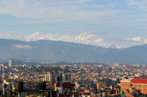 View on Kathmandu City, Nepal, and the Himalayan Mountain Range