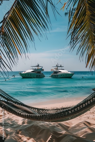 luxury yachts in the sea  tropical beach