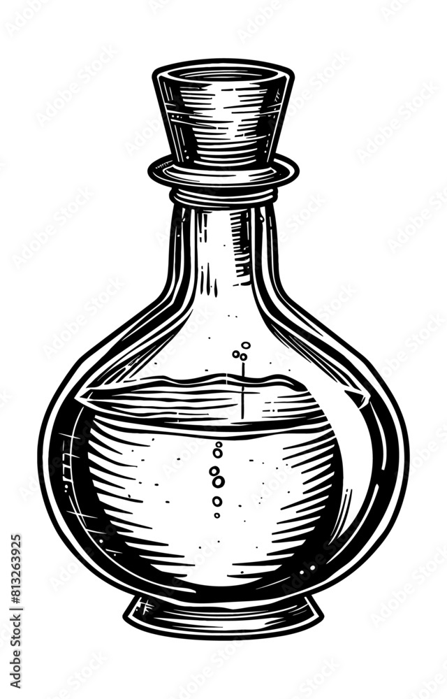 magic potion engraving black and white outline magic potion engraving black and white outline
