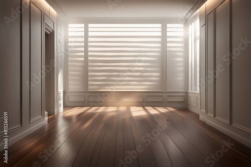 empty room with dark wood paneling and window  Luxury wood paneling background or texture. highly crafted classic or traditional wood paneling  with a frame pattern 