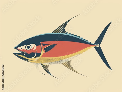 tuna flat design, art color background