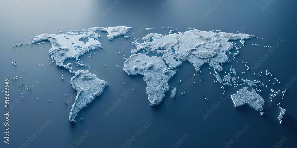 world map clean blue white