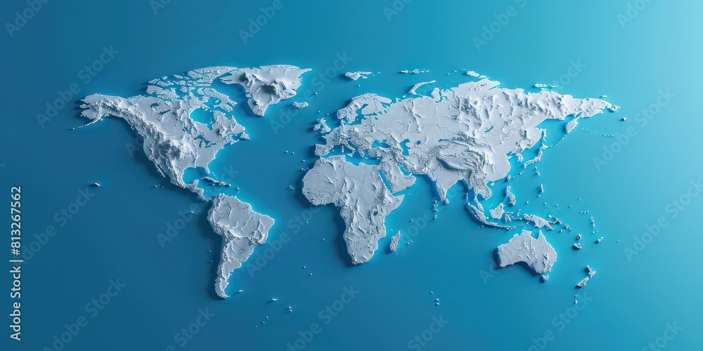 world map clean blue white