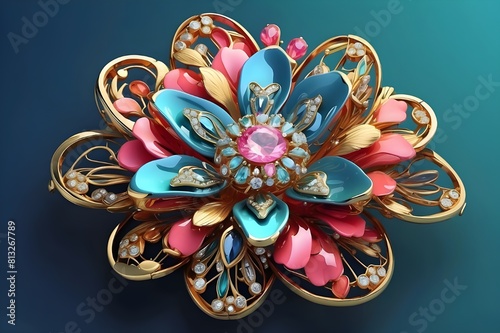 AI Artwork - Fancy jewelry simulation of a brooch Generative AI