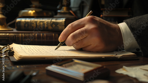 close up of hand writing in notebook, businessman writing business ideas or future plans, important tasks for today 