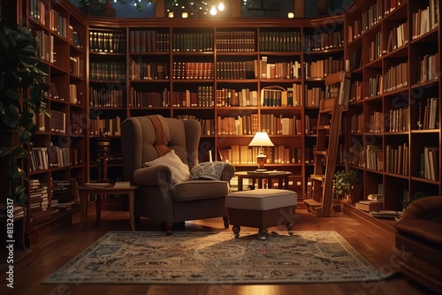 cozy library interior with bookshelves ideal for educational or book review video background
