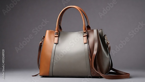 Brown and black leather hand bag, Brown classy leather bag, women leather bag, expensive leather bag,