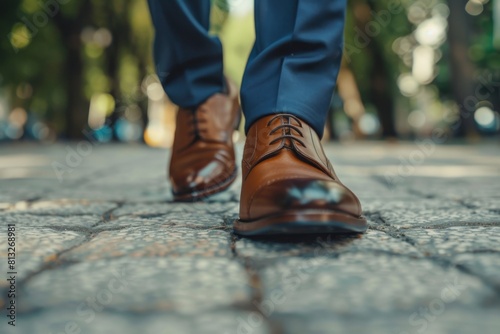 Men s shoes walking on pavement