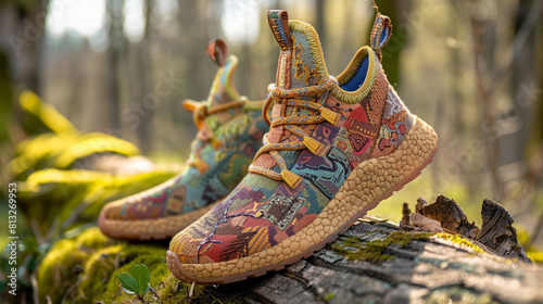  stylish and vibrant pair of a nature-inspired pair of sports shoes photo