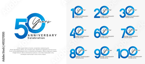 anniversary logotype vector design with black and blue color can be use for special moment celebration