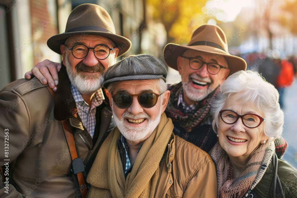 Group of seniors having fun in the city. Elderly people in the city Group of seniors having fun in the city. Elderly people in the city