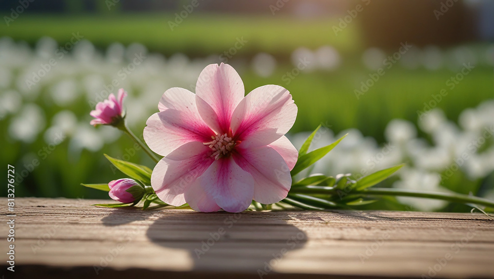 flowers on a wooden background