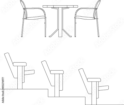 vector illustration of a minimalist waiting room chair design sketch