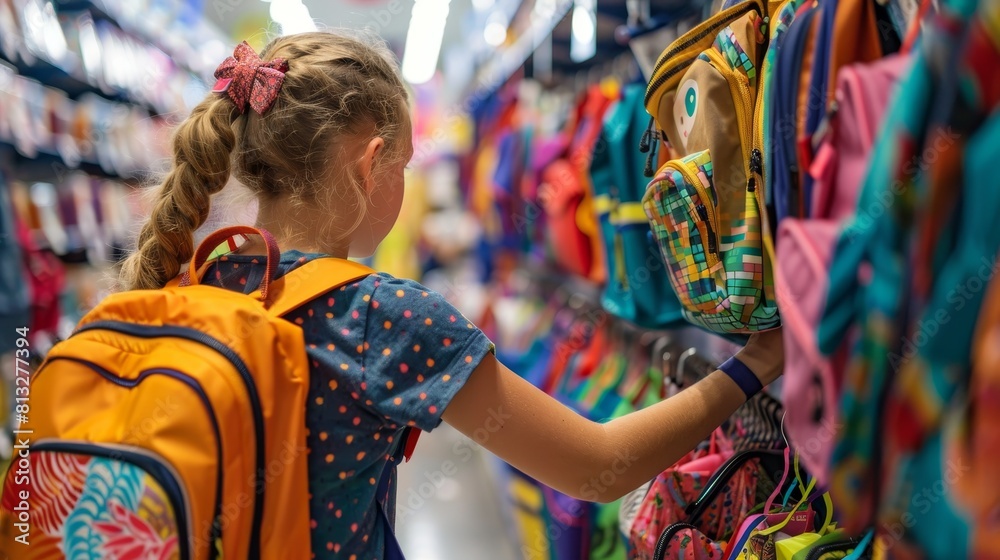 Vibrant back-to-school preparations. students shopping for supplies and uniforms Vibrant back-to-school preparations. students shopping for supplies and uniforms