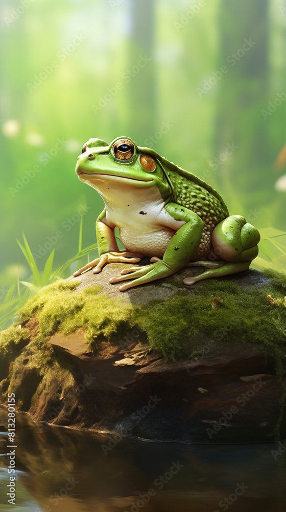 Fototapeta premium Toads and Frogs Image, Pattern Style, For Wallpaper, Desktop Background, Smartphone Cell Phone Case, Computer Screen, Cell Phone Screen, Smartphone Screen, 9:16 Format - PNG