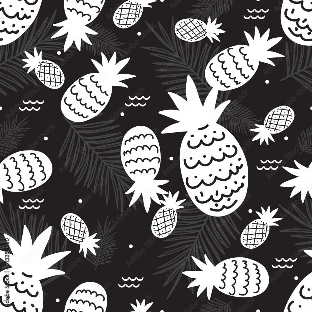 Abstract Pineapple Ink Frenzy Vector Pattern Abstract Pineapple Ink Frenzy Vector Pattern