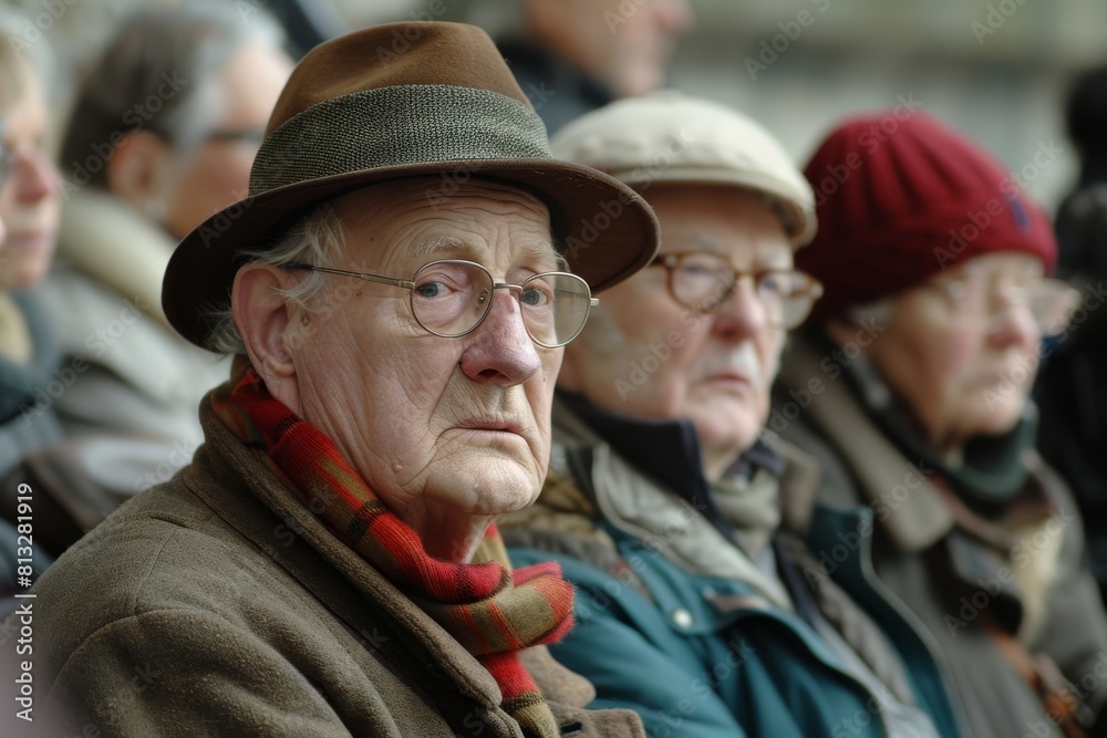 Unidentified elderly woman with a hat and glasses in Paris