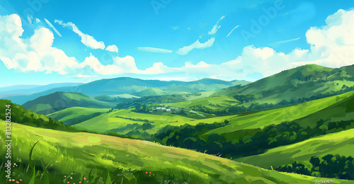 beautiful green hill landscape 
