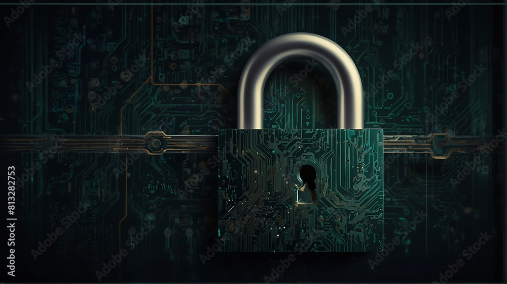 Padlock on code background Electronic Padlock Password Security Technology Padlock on code background Electronic Padlock Password Security Technology