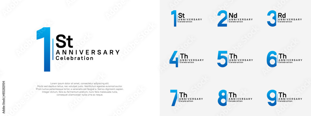 Naklejka premium anniversary vector design set blue and black color for celebration day