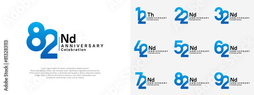 anniversary vector design set blue and black color for celebration day