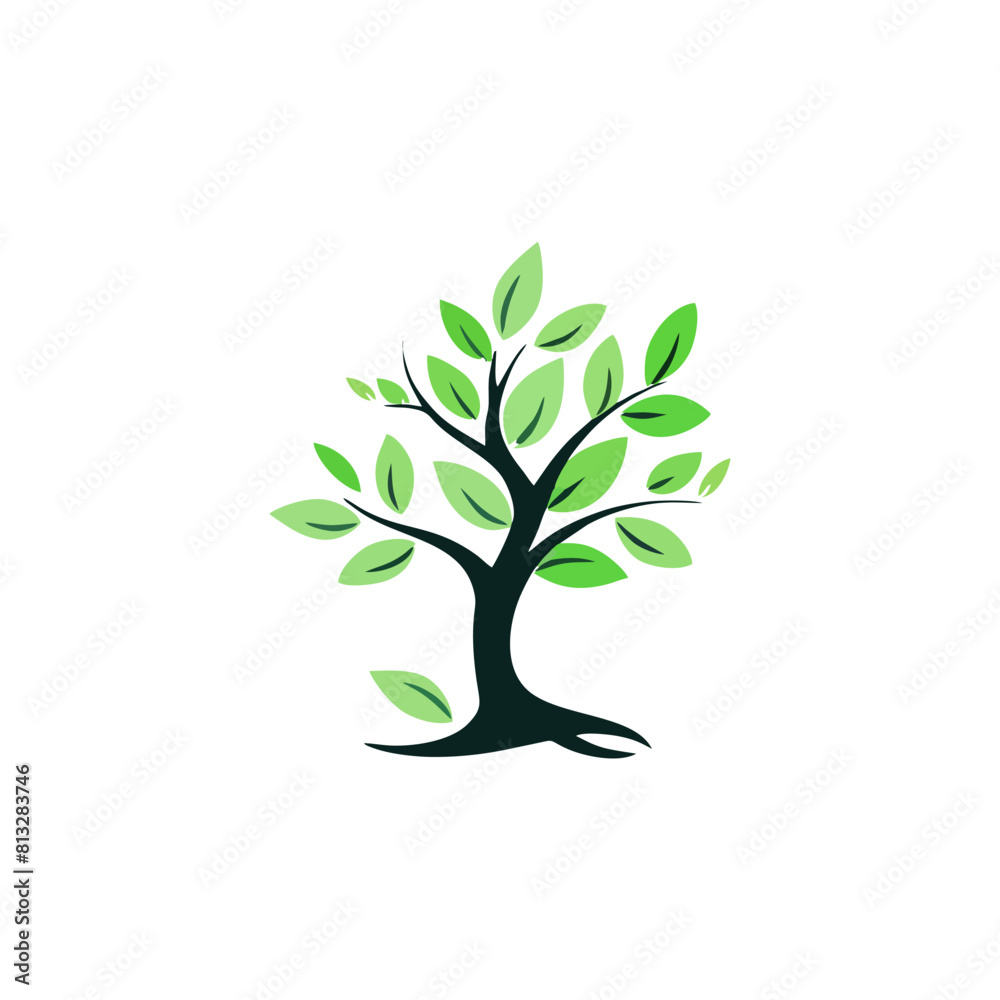 simple nature tree logo with green leaves simple nature tree logo with green leaves