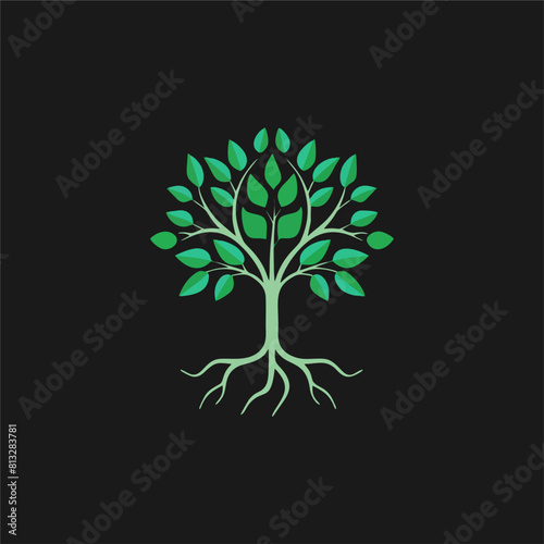 simple nature tree logo with green leaves