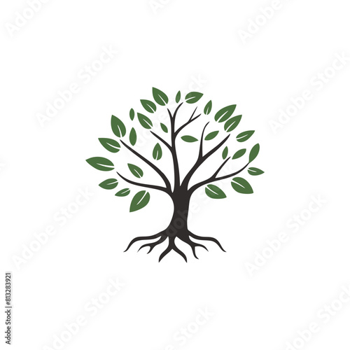 simple nature tree logo with green leaves