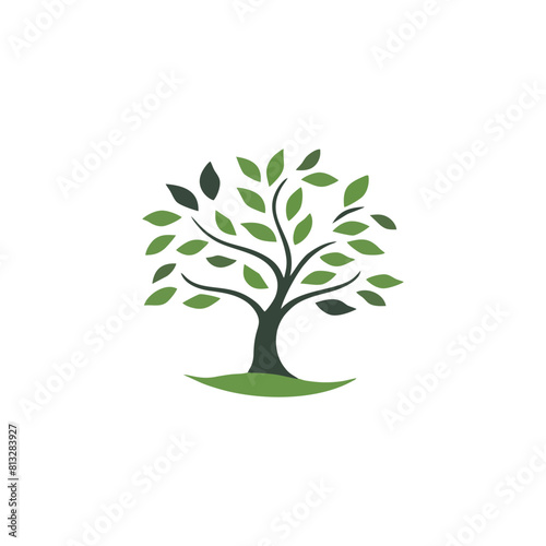 simple nature tree logo with green leaves