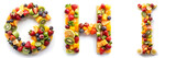 Letters G, H, I. Tropical Fruit Salad Alphabet: Refreshing and Colorful.