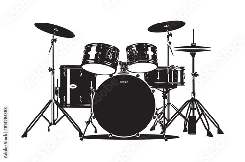 Classic Music drum kit Silhouette Vector. Drum silhouette vector.