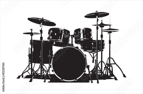 Classic Music drum kit Silhouette Vector. Drum silhouette vector.