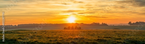Panoramic sunrise view of Stonehenge in England. United Kingdom  photo