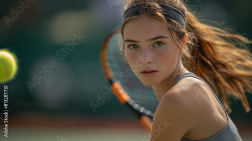 Tennis women on field photo photo