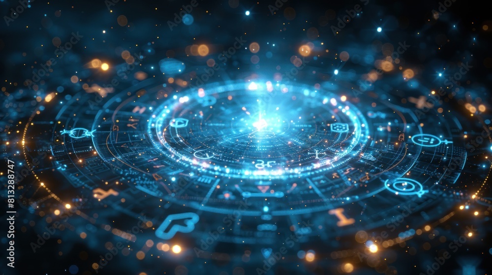 Futuristic clock background with glowing light Futuristic clock background with glowing light