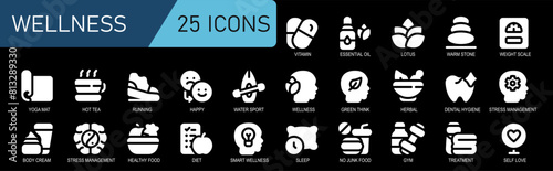 vector set wellnes .illustration of wellnes .solid white style.