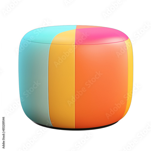 Colorful modern ottoman isolated on white background Contemporary furniture design