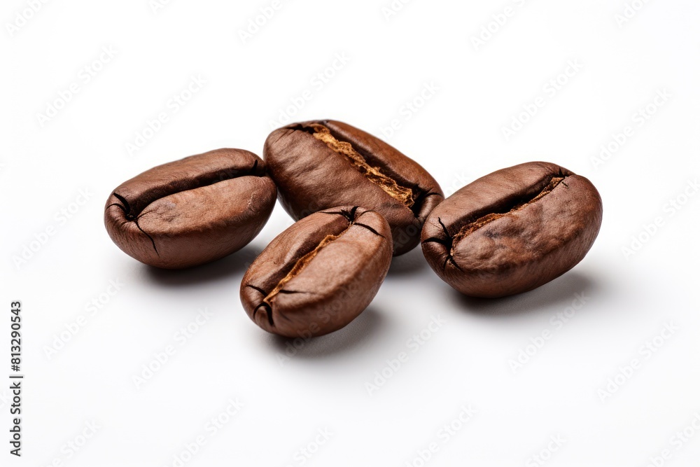 Naklejka premium Four coffee beans on isolated white Background