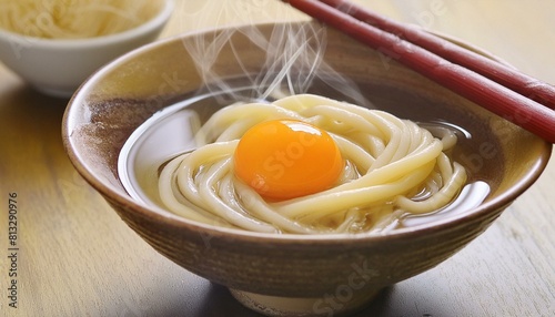 日本の代表的な家庭料理の月見うどん