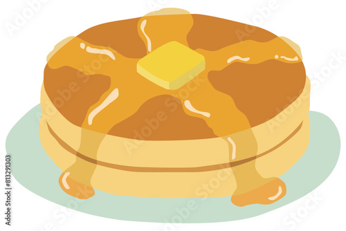 お皿に乗ったホットケーキのイラスト